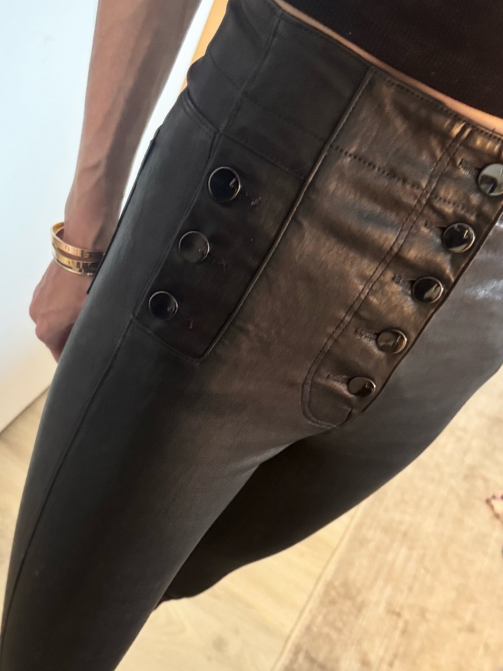 J Brand Natasha High-Waisted Black Leather Skinny Pants - Picture 5 of 5